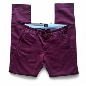 💜 J. Crew Wine Red Stretch 484 Slim Chino Pants (W28 L32)